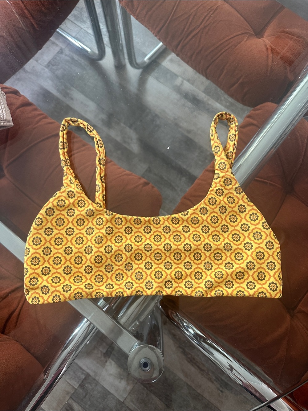 Skatie Yellow Patterned Bikini Top